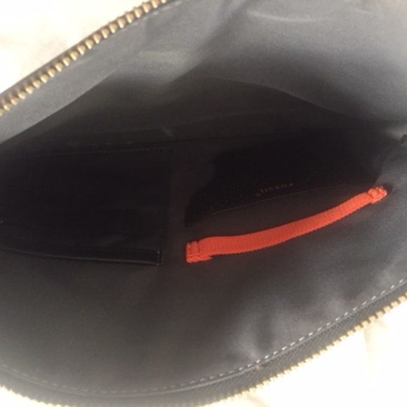 Fossil Clutch Black Leather Pouch 8x11" - Picture 4 of 5